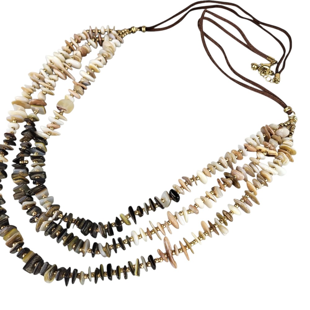 Vintage Multi Strand Shell Necklace Boho Beach Statement Natural Chip Collar EUC - Picture 5 of 9